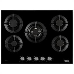 Defy 90cm Black 5 Burner Gas on Glass Hob – DHG905